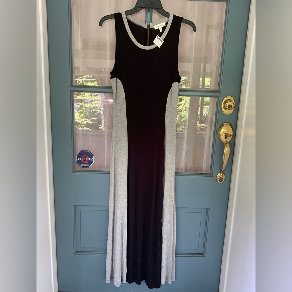 SALE 24Hr! NWT! Monteau Black and Gray Paneled Maxi Dress Size L